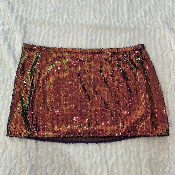 Current mood sequin rainbow ombre, mini skirt plus size 1X new w/o tag - Picture 2 of 4